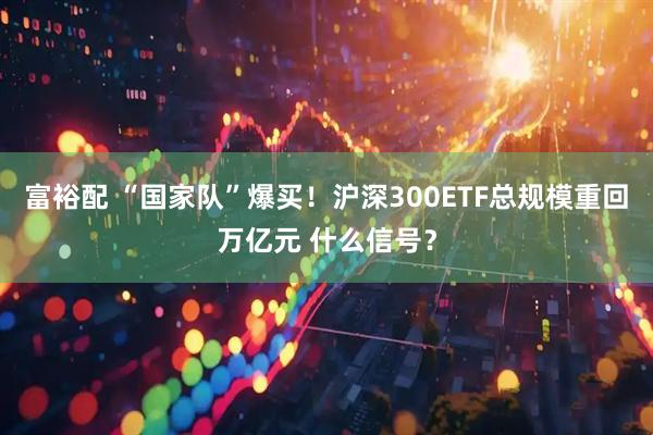 富裕配 “国家队”爆买！沪深300ETF总规模重回万亿元 什么信号？