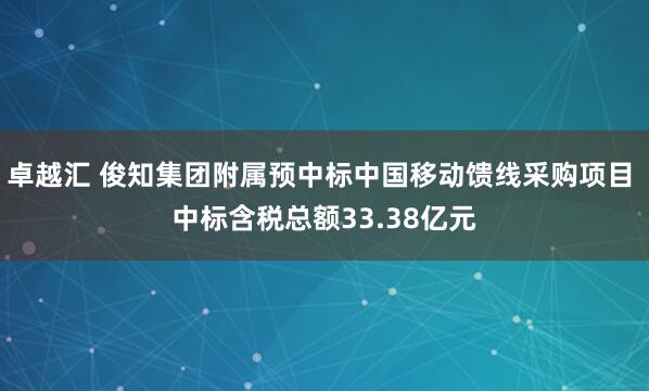 卓越汇 俊知集团附属预中标中国移动馈线采购项目 中标含税总额33.38亿元